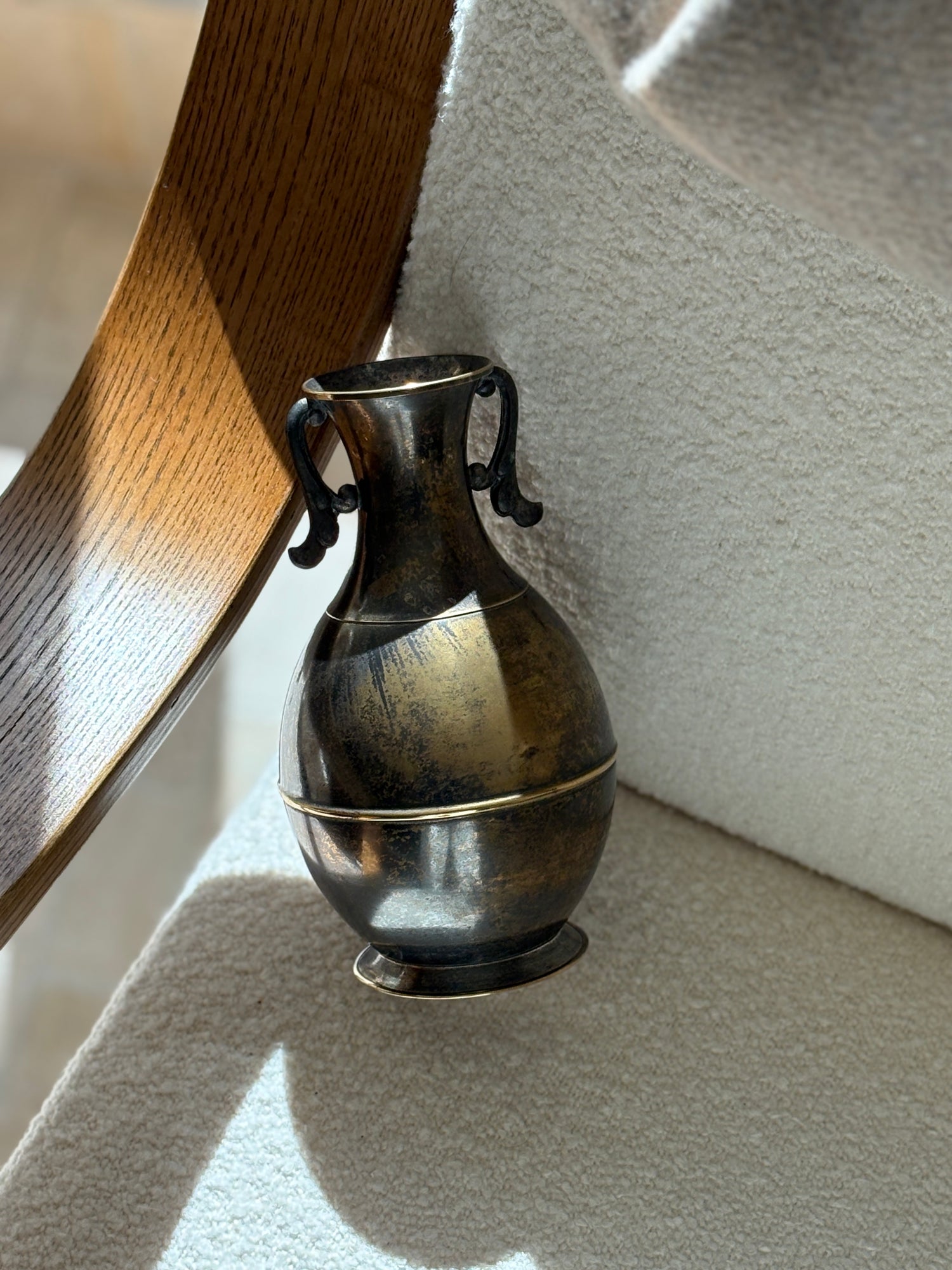 Art Deco Scandinavian Patinated Amphora Handled Vase | Collectors Gene