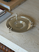 Art Deco Silver Plate Round Three-Handle Footed Tray | Collectors Gene