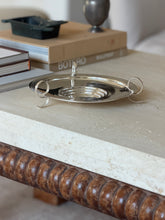 Art Deco Silver Plate Round Three-Handle Footed Tray | Collectors Gene