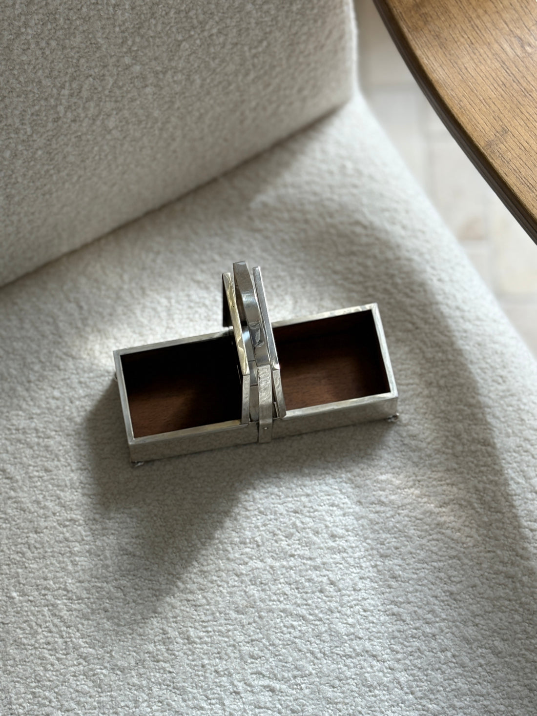 Art Deco Sterling Silver Box with Dual Compartments &amp; Engine Turned Stripes | Collectors Gene