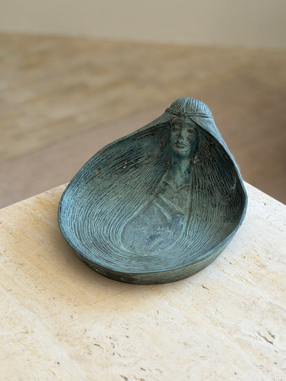 Art Deco Style Green Patinated Bronze Woman Sculptural Bowl Dish | Collectors Gene