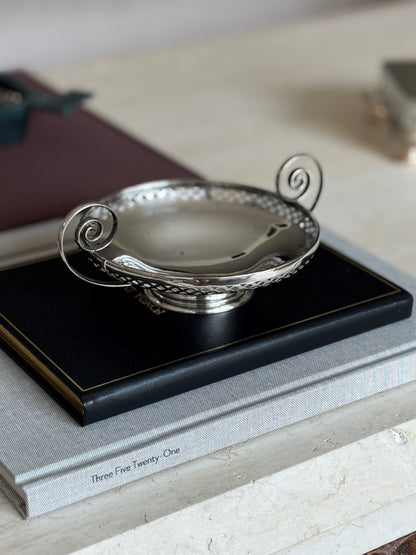 Art Nouveau Silver-Plated Pierced Pedestal Bonbon Dish with Scroll Handles by Mappin Webb | Collectors Gene