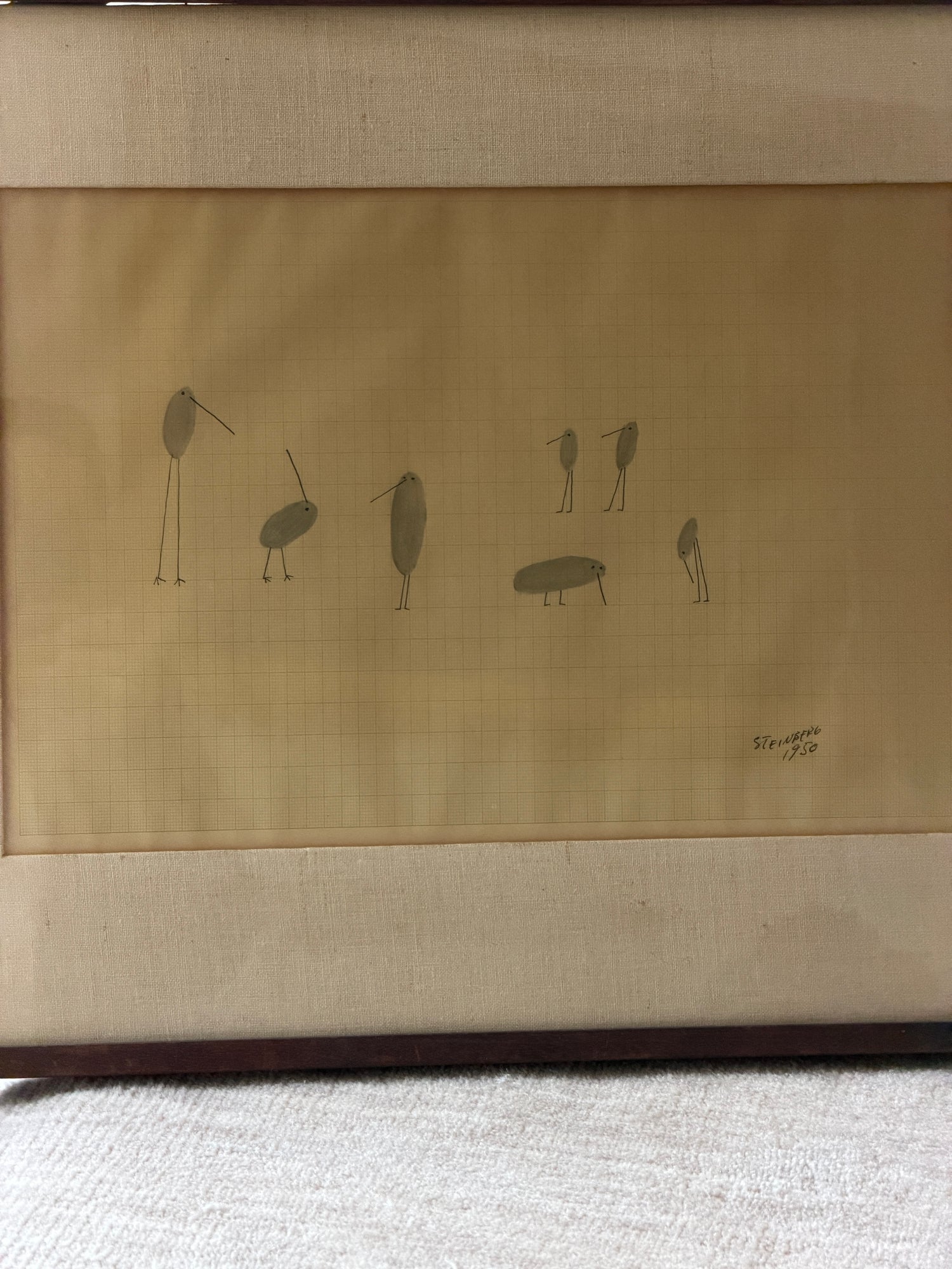 Birds by Saul Steinberg - Ink on Graph Paper - 1950 | Collectors Gene