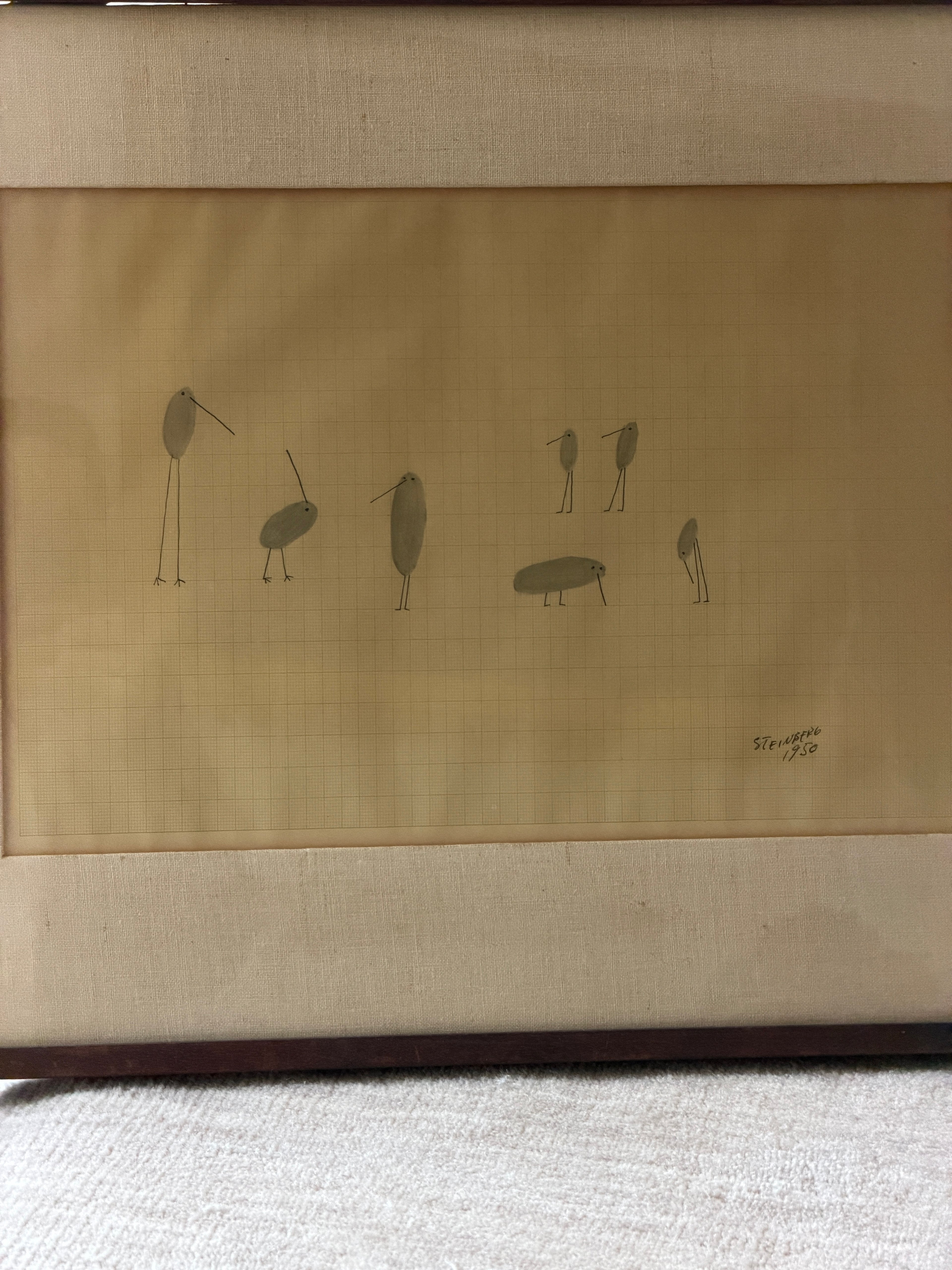 Birds by Saul Steinberg - Ink on Graph Paper - 1950 | Collectors Gene