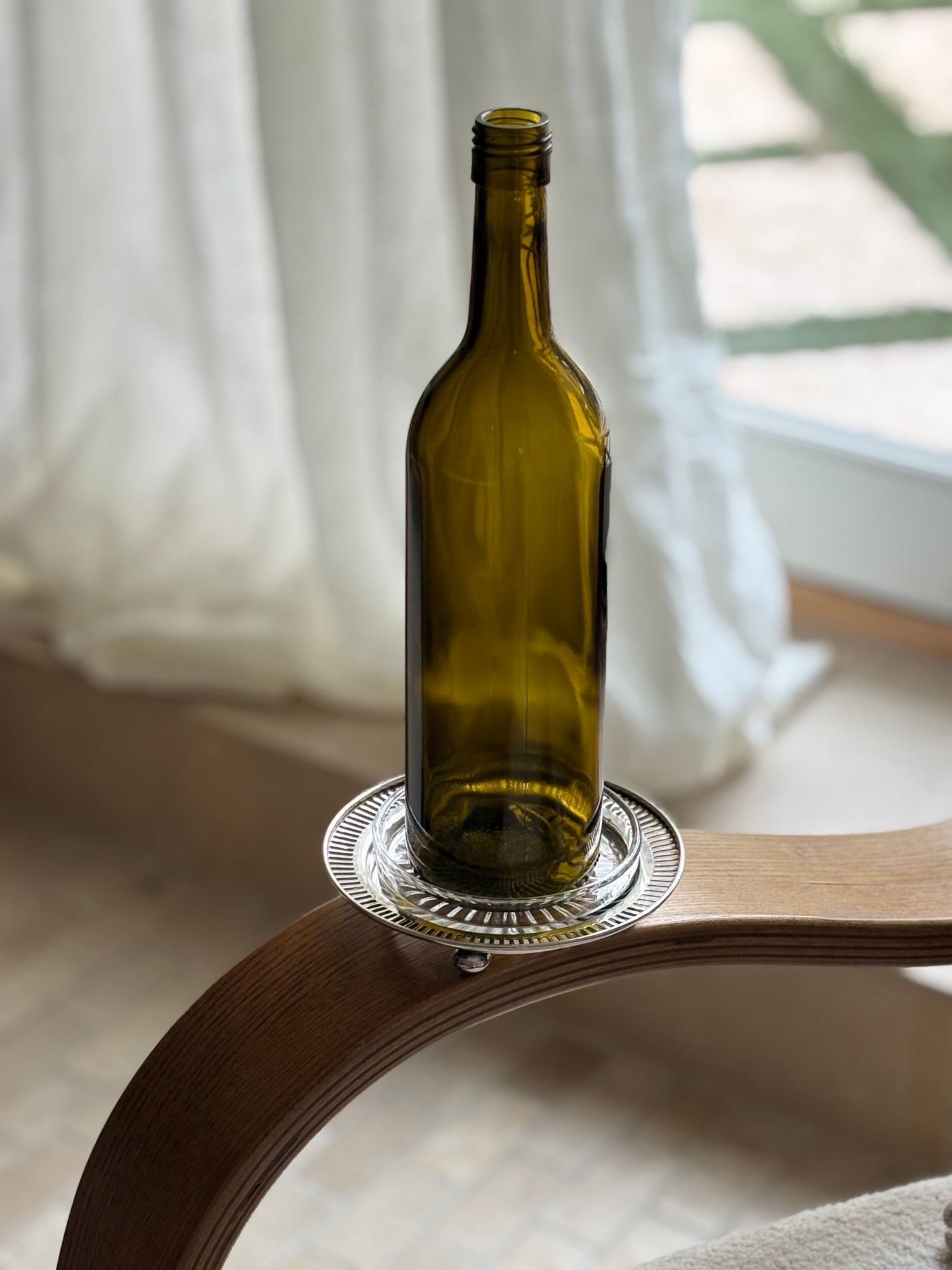 Birmingham Sterling Silver Wine Bottle Coaster on Bun Feet with Removable Glass Dish | Collectors Gene