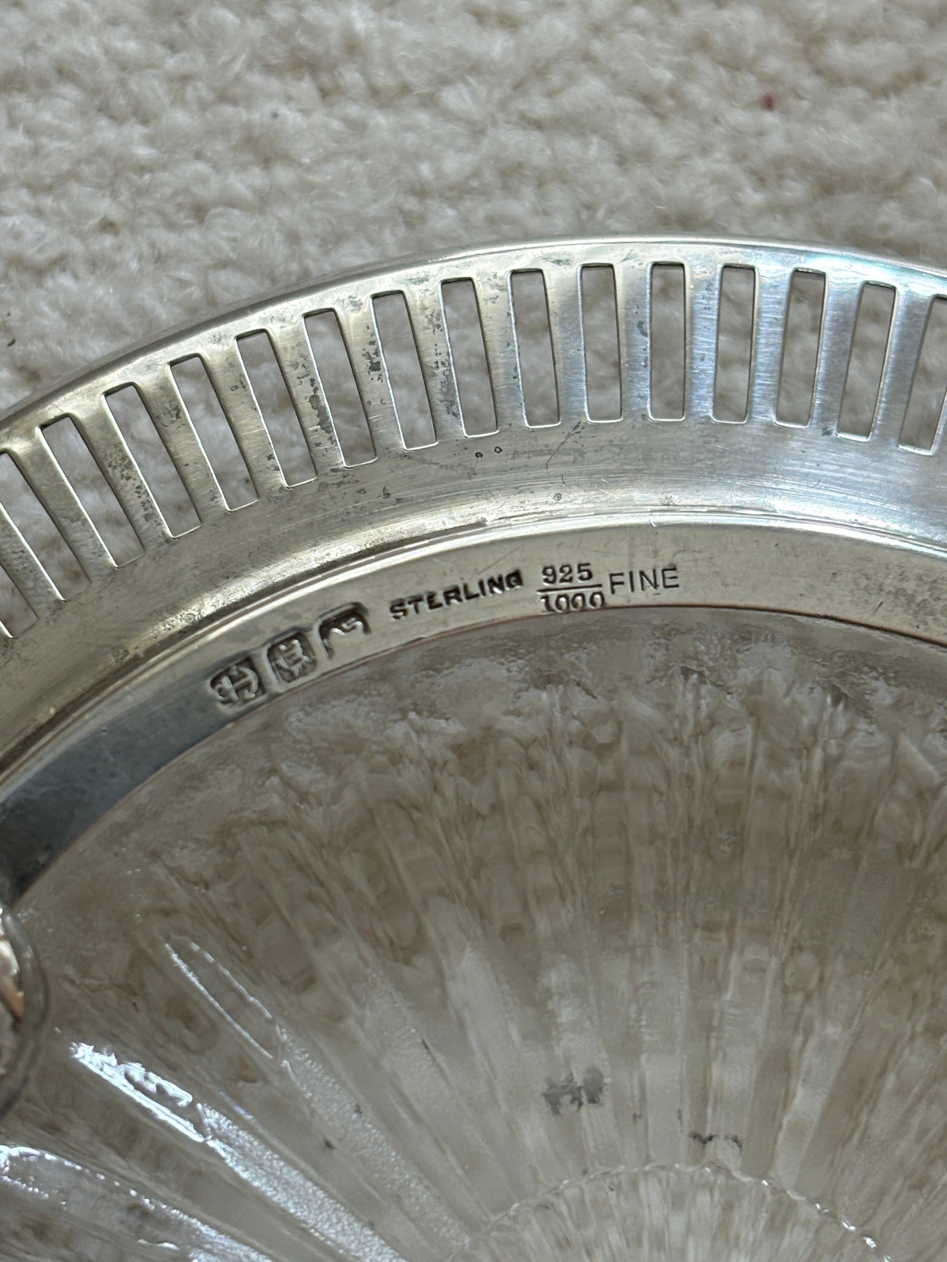 Birmingham Sterling Silver Wine Bottle Coaster on Bun Feet with Removable Glass Dish | Collectors Gene