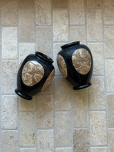 Black Marble Vases with Natural Stone Inlay (Pair) | Collectors Gene