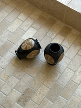 Black Marble Vases with Natural Stone Inlay (Pair) | Collectors Gene