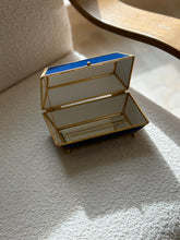Blue Glass Geometric Paneled Box with Gold-Tone Hardware | Collectors Gene