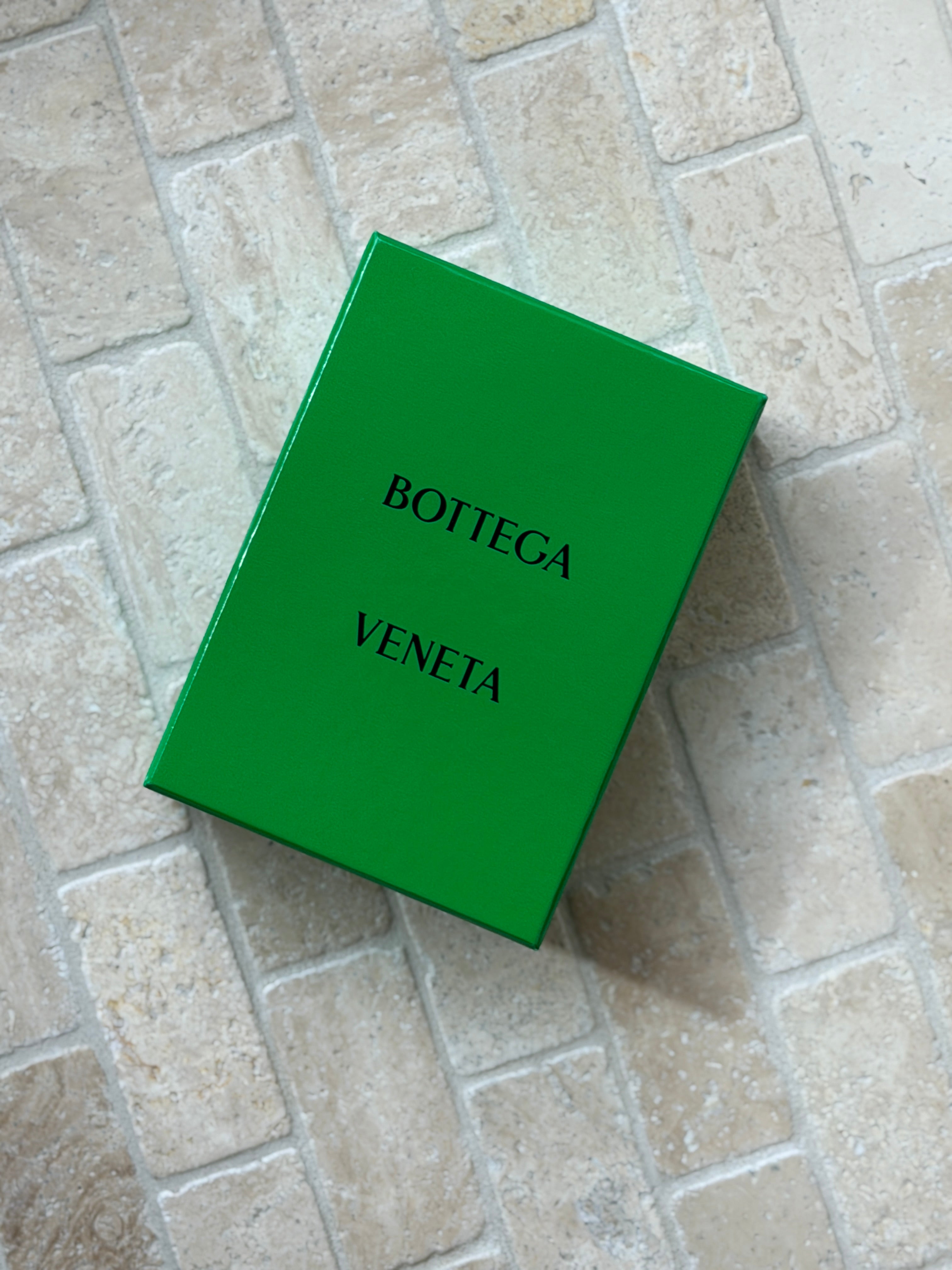Bottega Veneta Intrecciato Leather Flap Card Case Wallet in Khaki | Collectors Gene