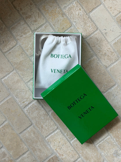 Bottega Veneta Intrecciato Leather Flap Card Case Wallet in Khaki | Collectors Gene