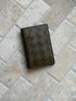 Bottega Veneta Intrecciato Leather Flap Card Case Wallet in Khaki | Collectors Gene