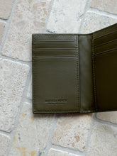 Bottega Veneta Intrecciato Leather Flap Card Case Wallet in Khaki | Collectors Gene