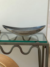 Side profile view of 14-inch Brandani Galassia elongated aluminum vessel showing sweeping rim available at Collectors Gene