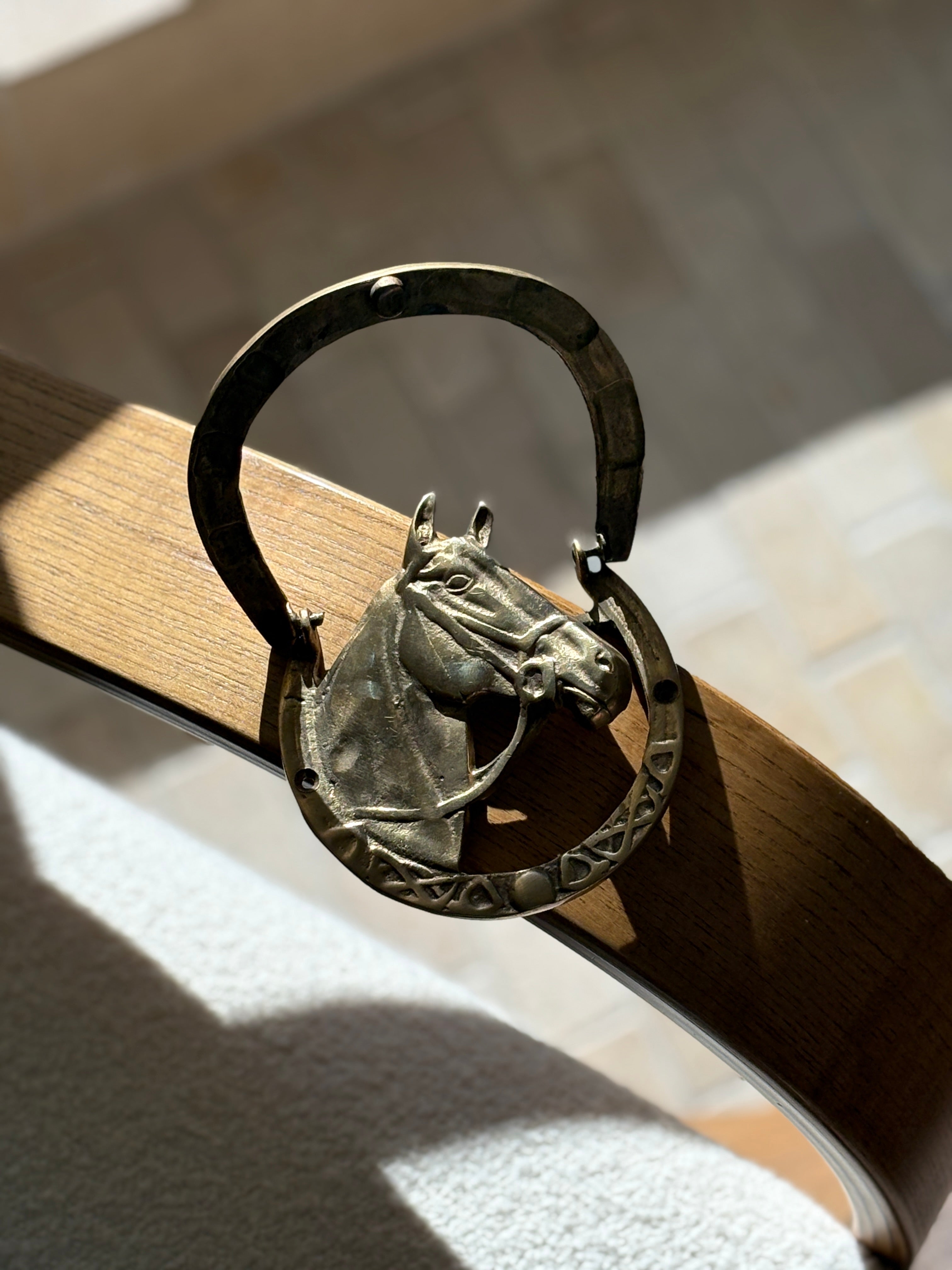 Brass Equestrian Horse &amp; Horseshoe Door Knocker | Collectors Gene