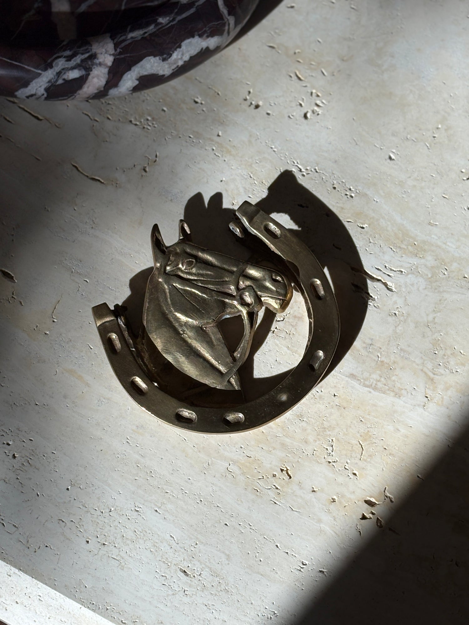 Brass Equestrian Horse &amp; Horseshoe Door Knocker | Collectors Gene