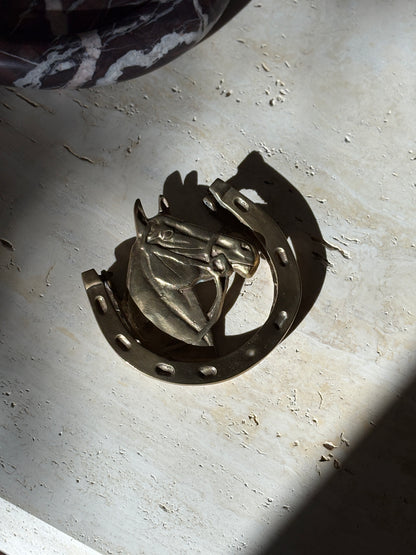 Brass Equestrian Horse &amp; Horseshoe Door Knocker | Collectors Gene