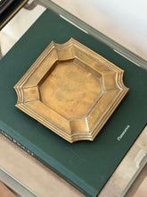 Close-up top angle view of vintage brass architectural floor-plan style ashtray tray from Collectors Gene