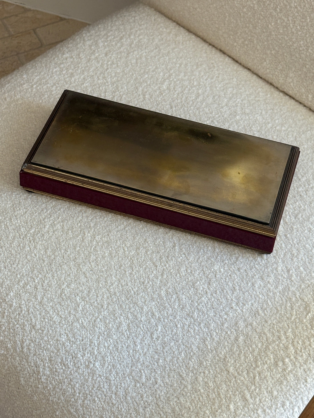 Brass and Burgundy Lacquered Italian Box C. 1970&
