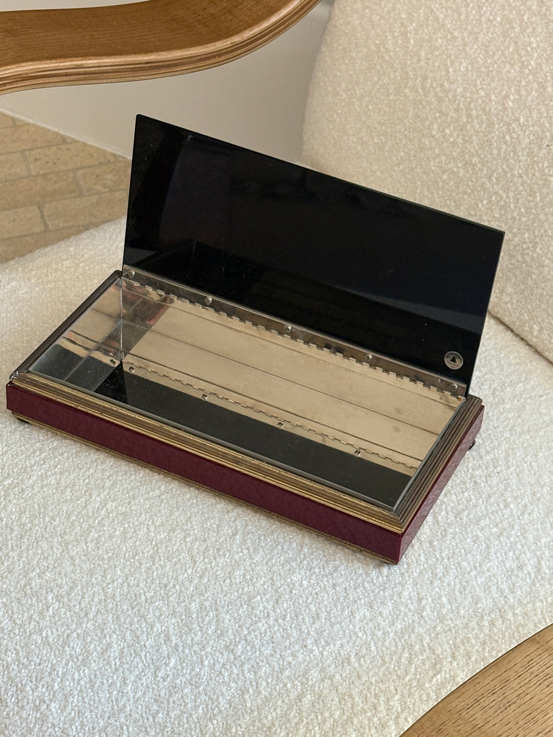Brass and Burgundy Lacquered Italian Box C. 1970&