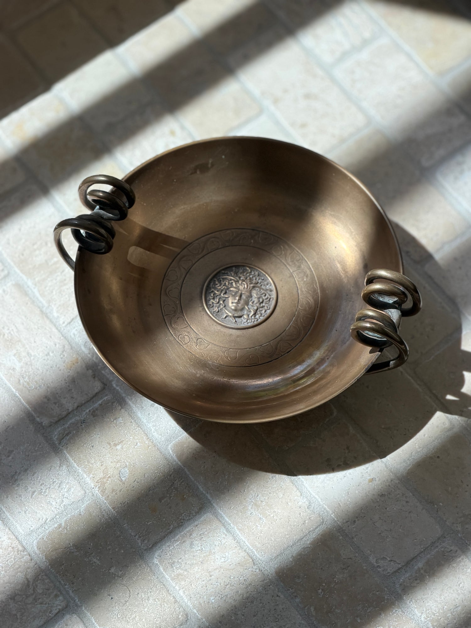 Bronze Art Nouveau Medusa Bowl with Scroll Handles