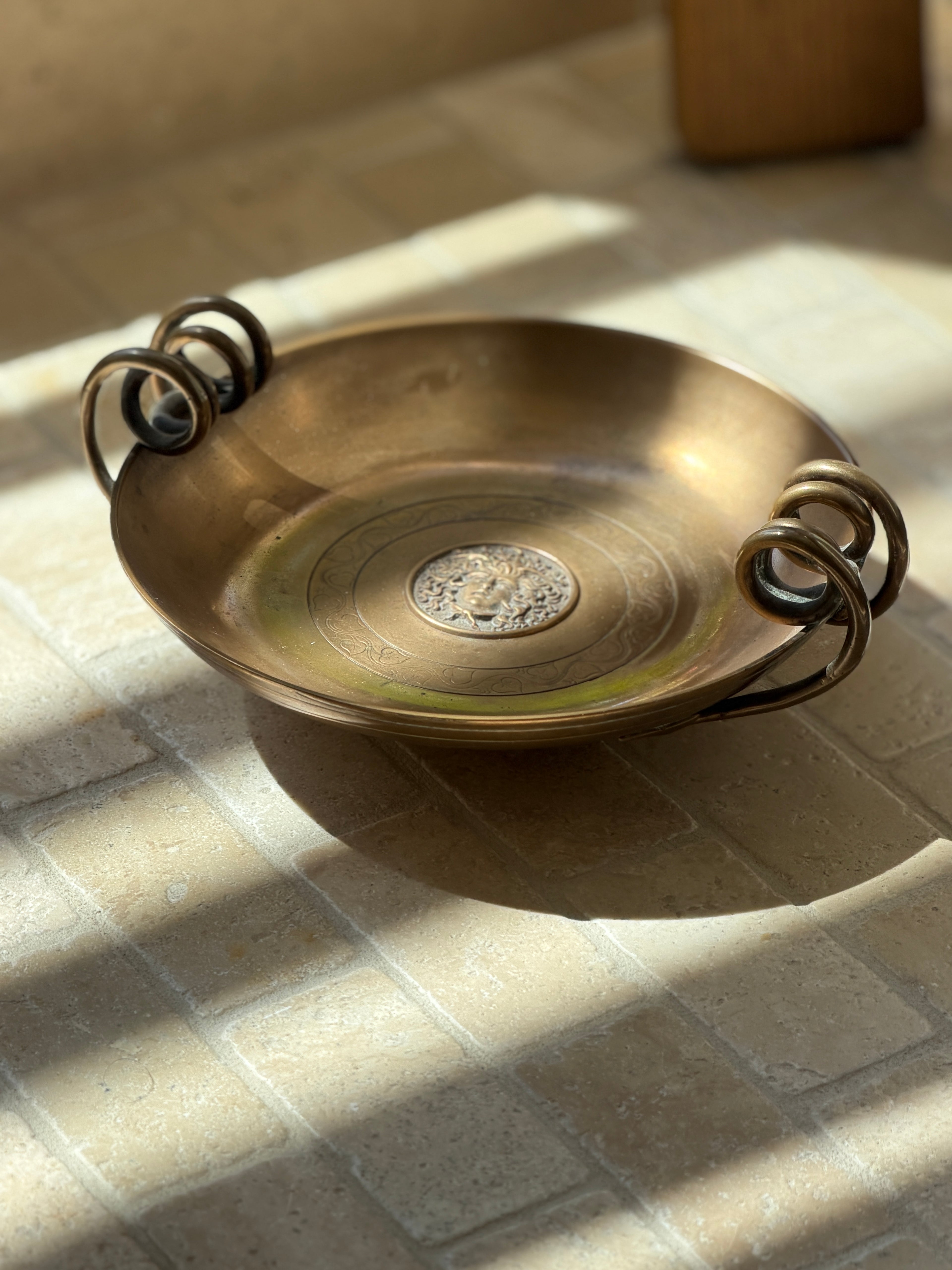 Bronze Art Nouveau Medusa Bowl with Scroll Handles
