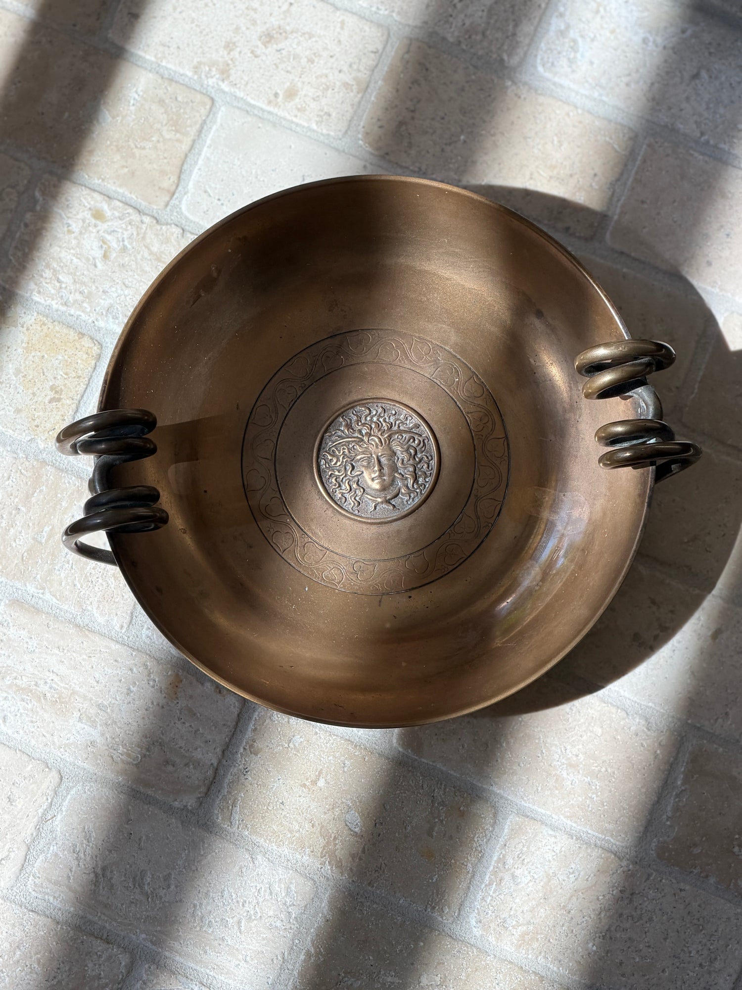 Bronze Art Nouveau Medusa Bowl with Scroll Handles