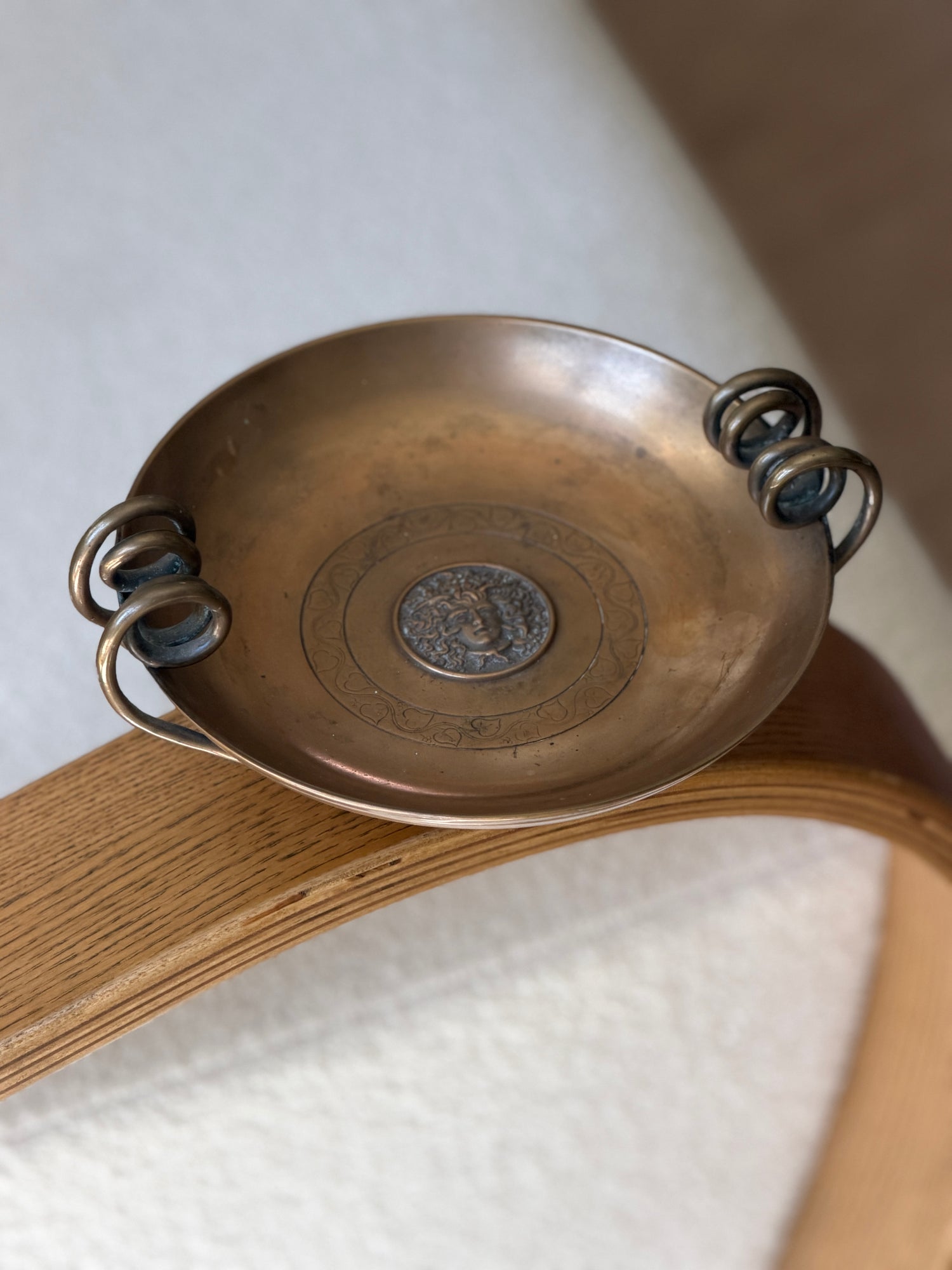 Bronze Art Nouveau Medusa Bowl with Scroll Handles