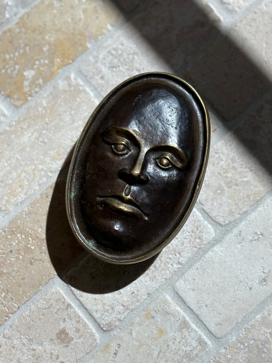 Bronze Face Box Sculpture by Nelles Studio - c.1980 | Collectors Gene