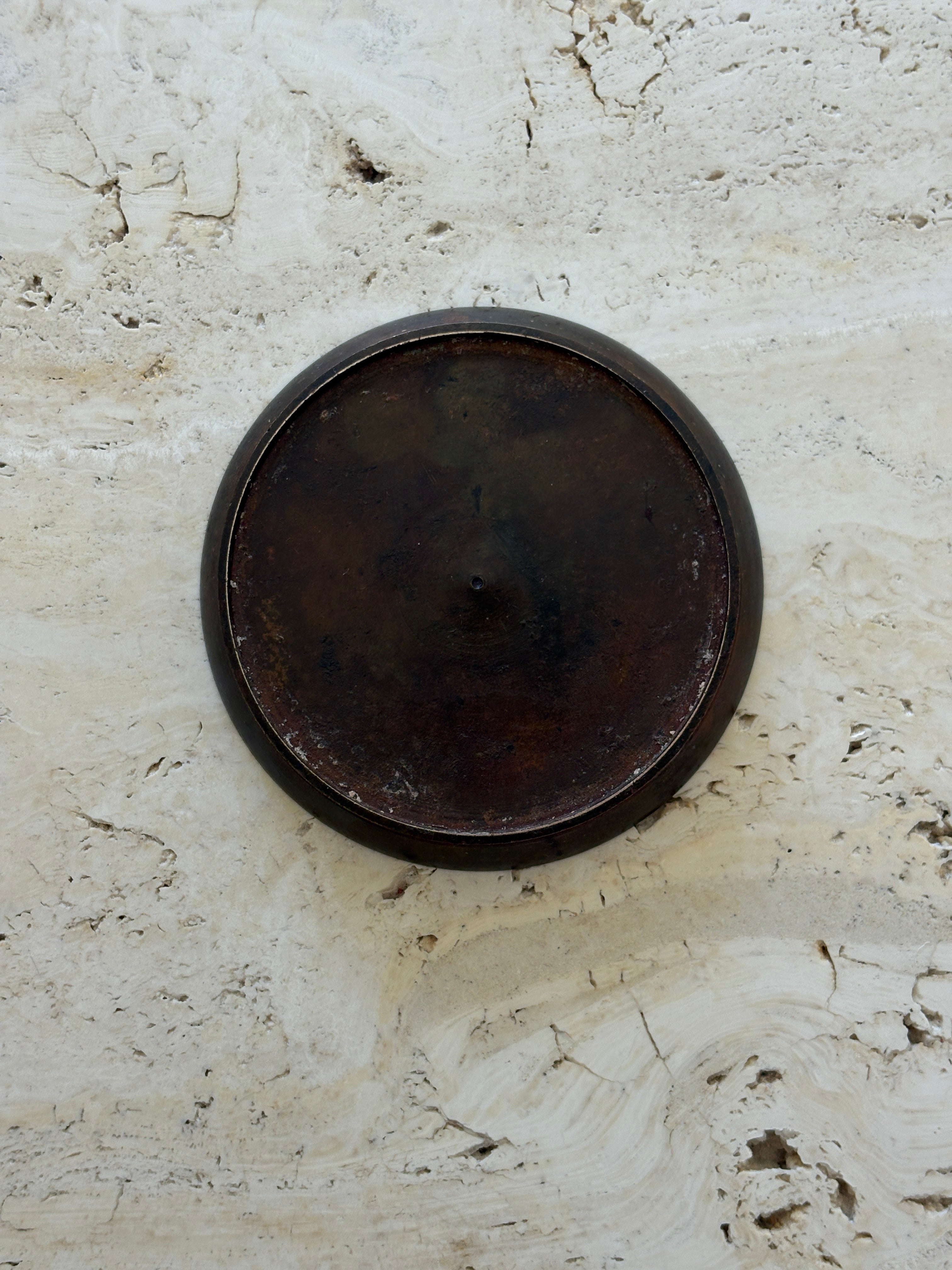 Rustic Bronze Wine Bottle Coaster with Patina | Collectors Gene Vintage Finds