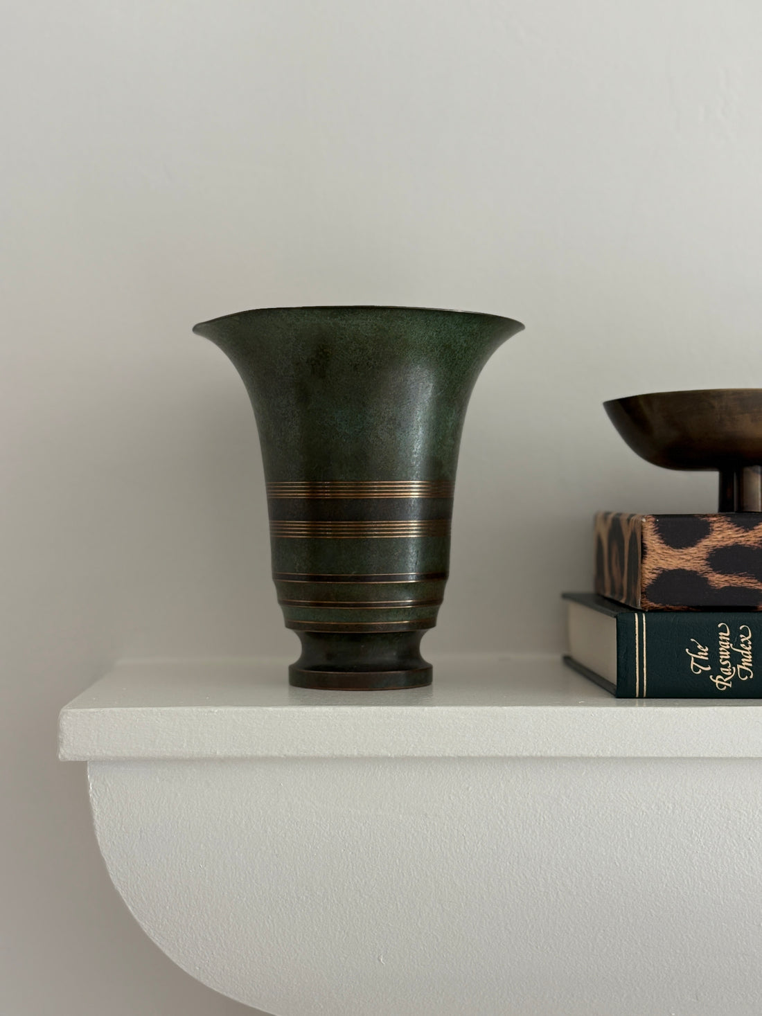 Bronze Verdigris and Brass Art Deco Vase by Carl Sorensen | Collectors Gene