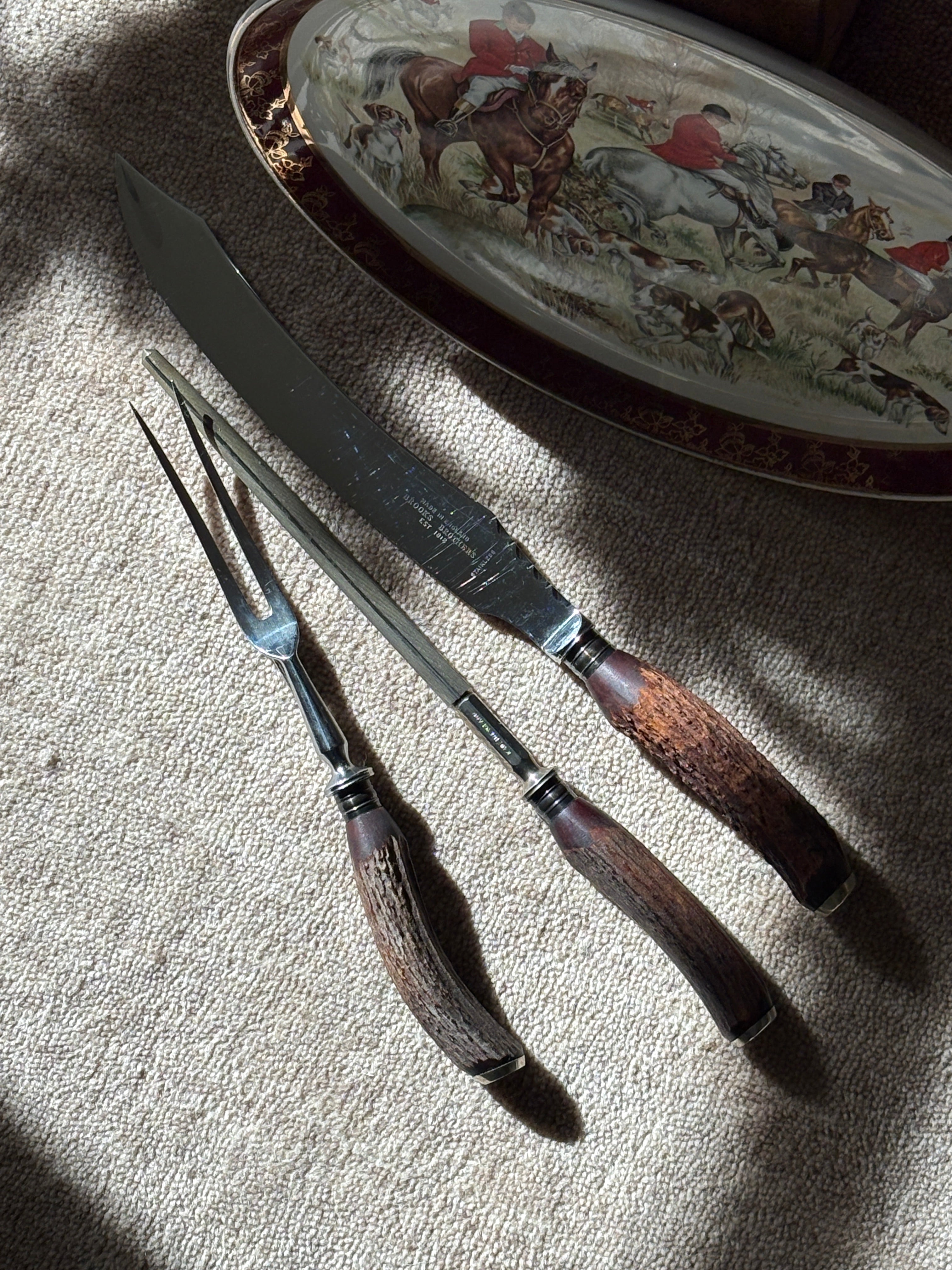 Brooks Brothers Antler Carving Set - Made in England | Collectors Gene