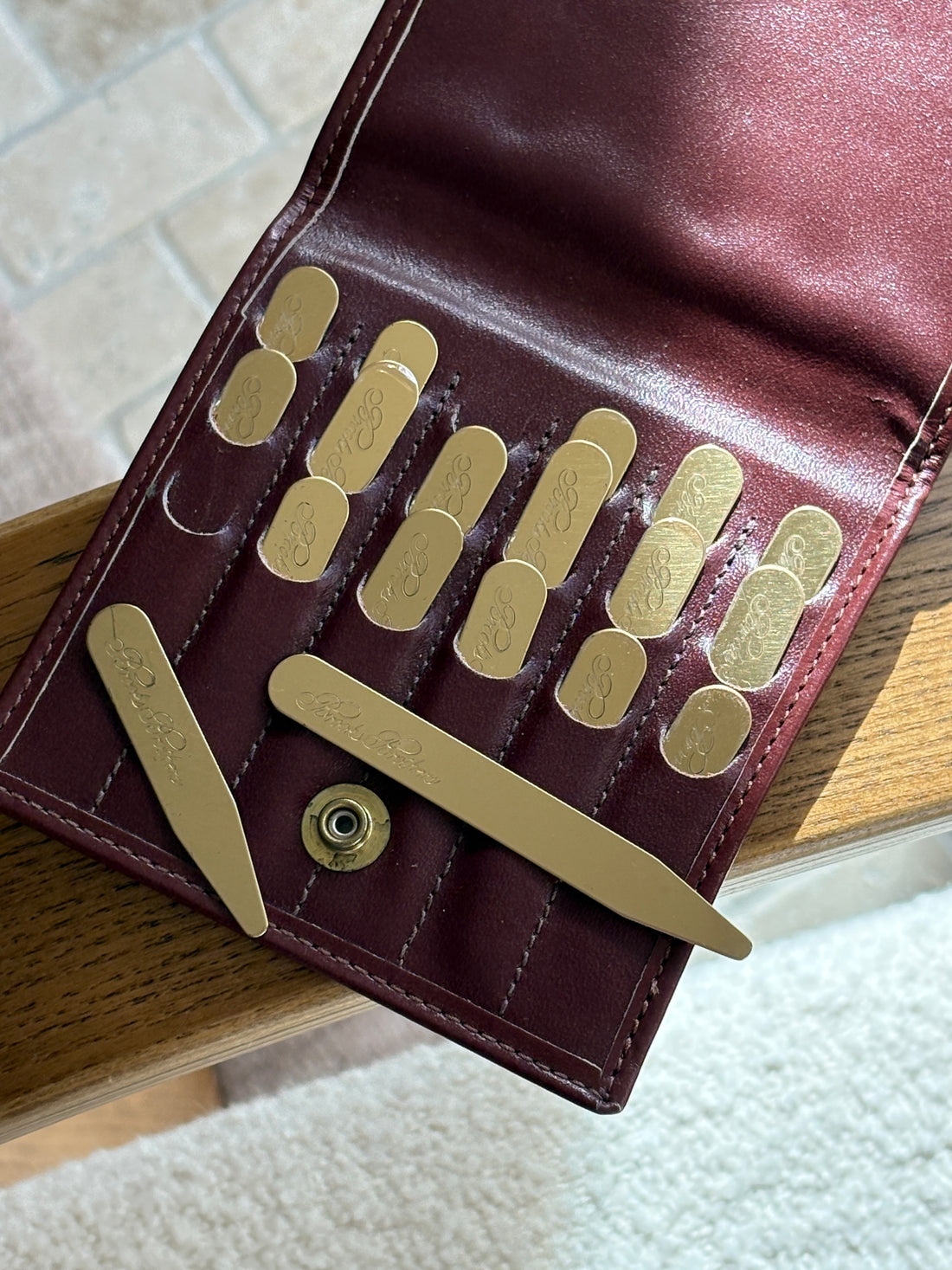 Brooks Brothers Brass Collar Stays with Original Leather Case | Collectors Gene