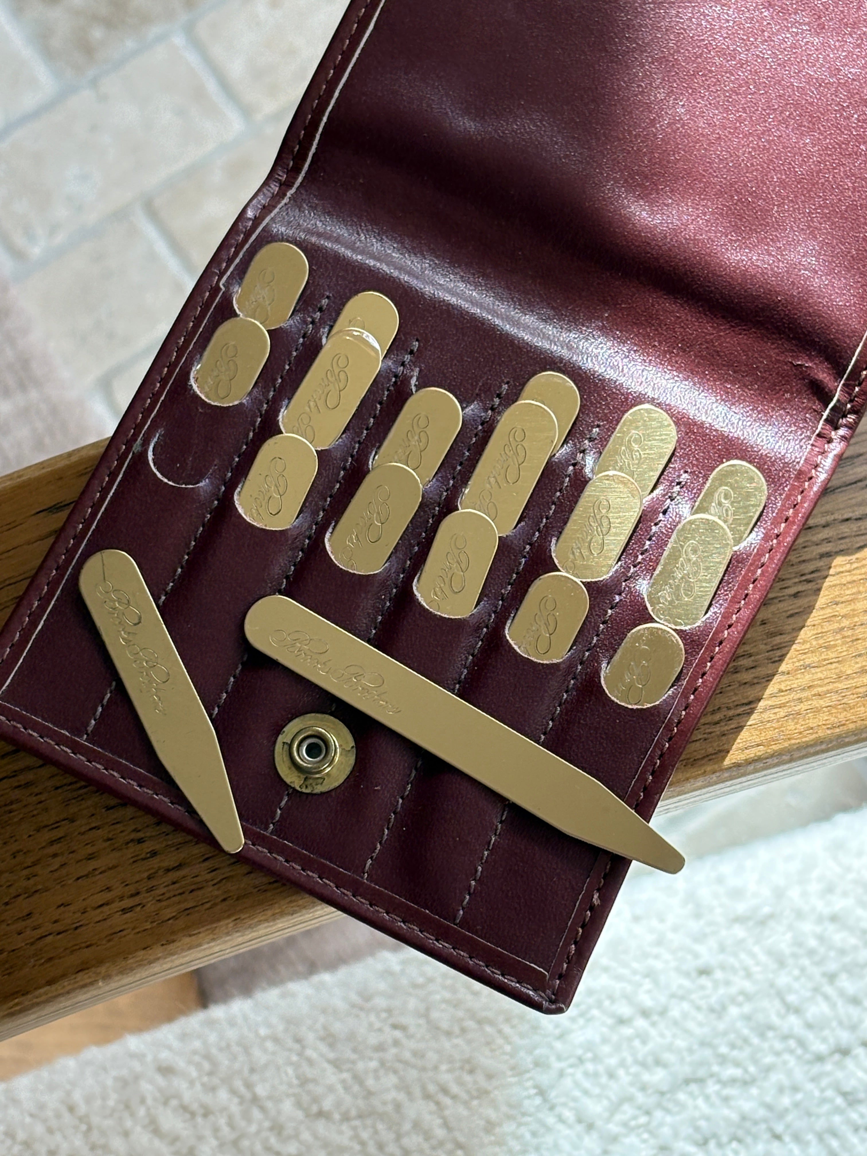 Brooks Brothers Brass Collar Stays with Original Leather Case | Collectors Gene