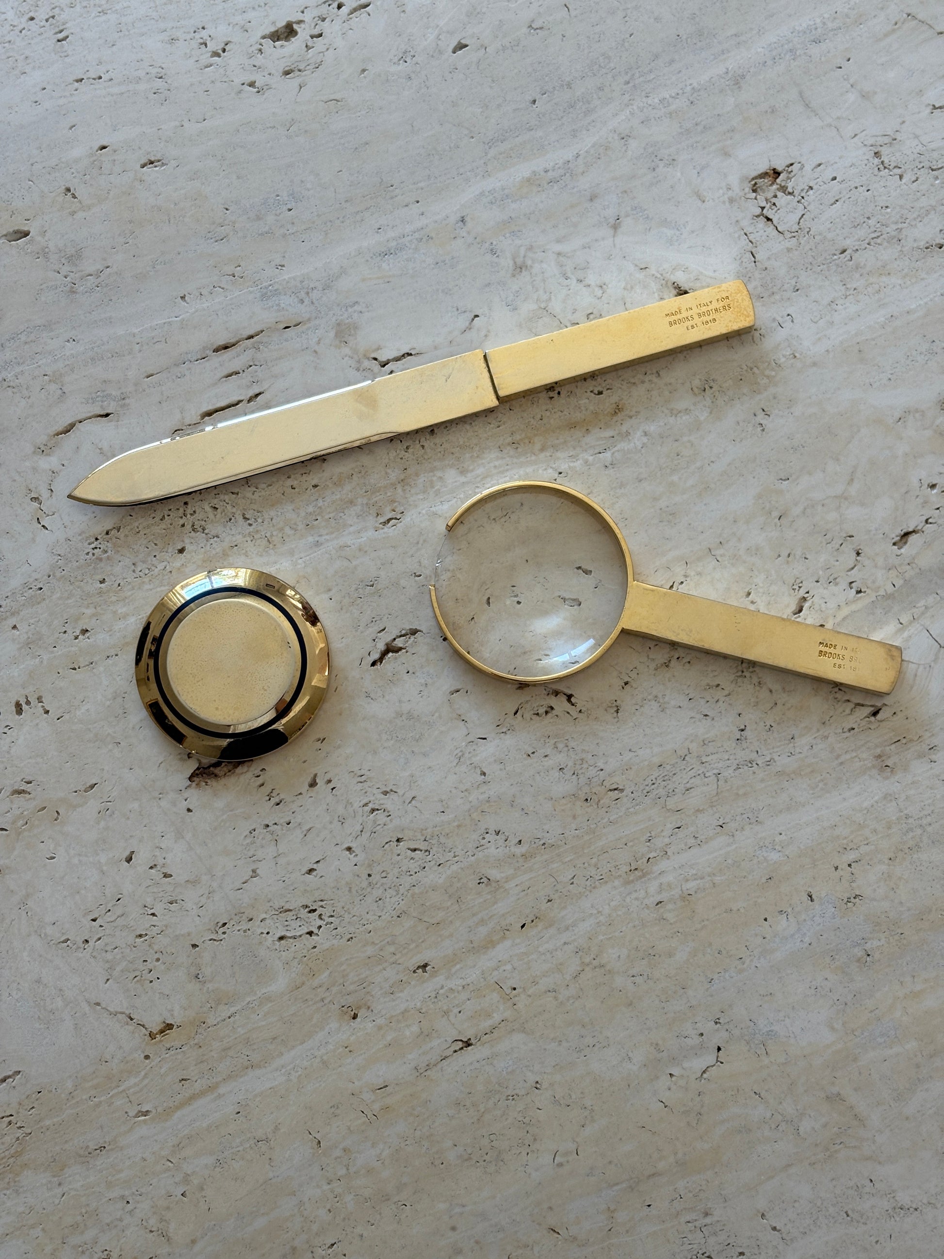 Brooks Brothers Italian Brass & Enamel Desk Accessories | Collectors Gene Collectibles
