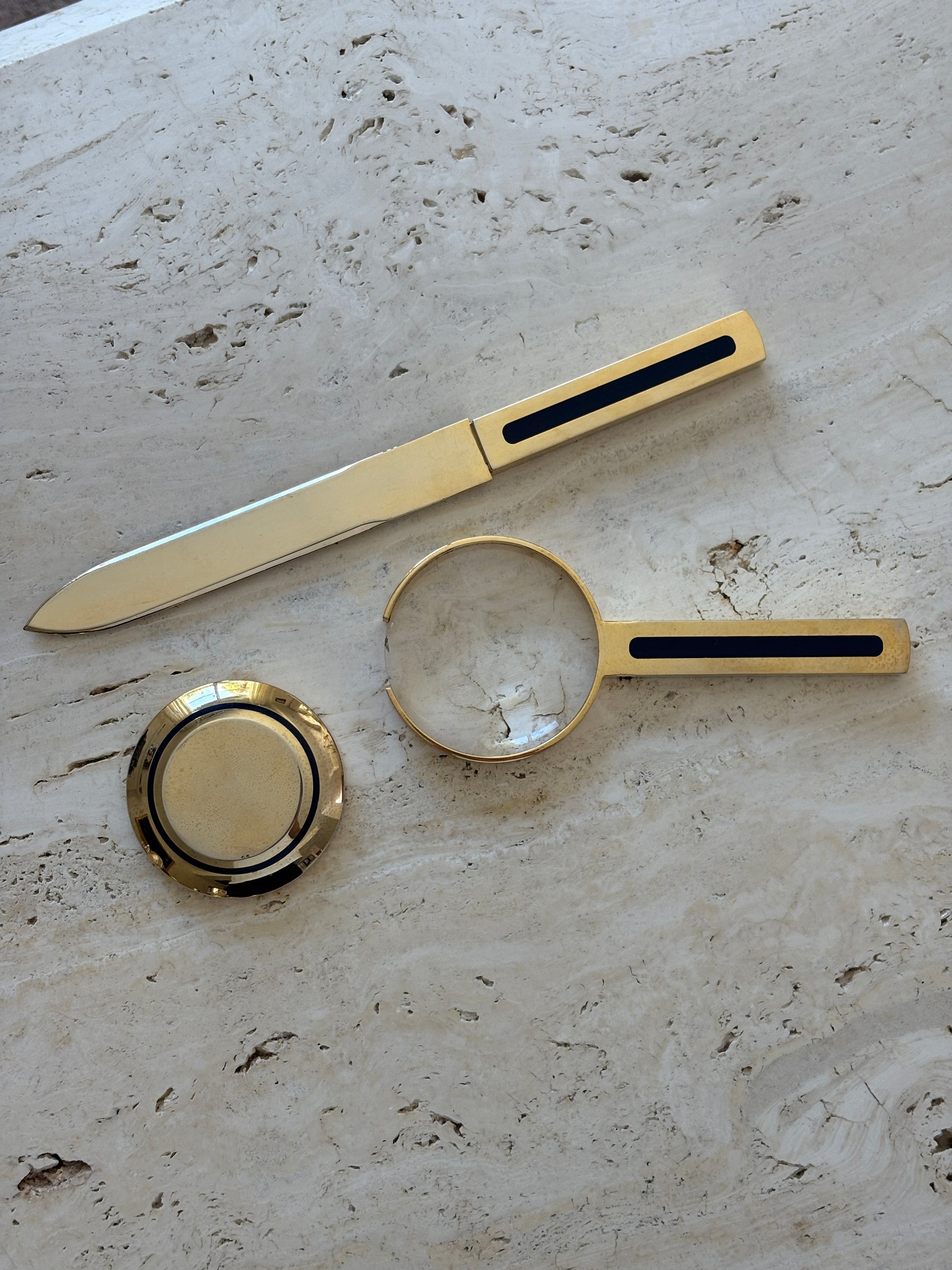 Brooks Brothers Italian Brass & Enamel Desk Accessories | Collectors Gene Collectibles