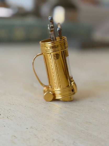 Bucherer Gold Plated Golf Bag Desk Clock
