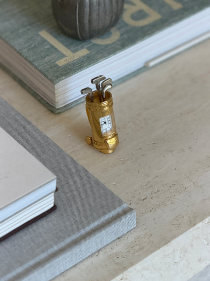 Bucherer Gold Plated Golf Bag Desk Clock