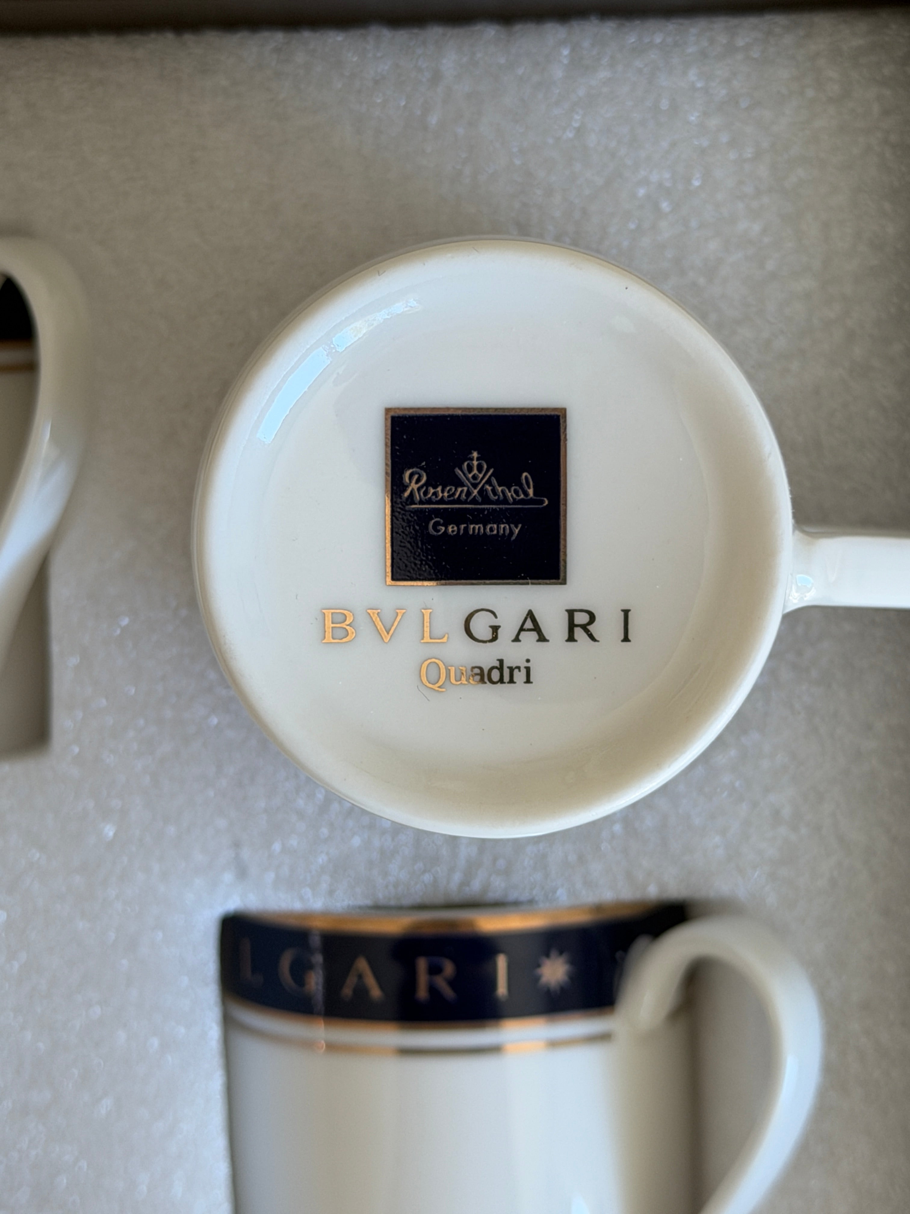 Bvlgari x Rosenthal Quadri Porcelain Espresso Cup Saucer Set for Six | Collectors Gene
