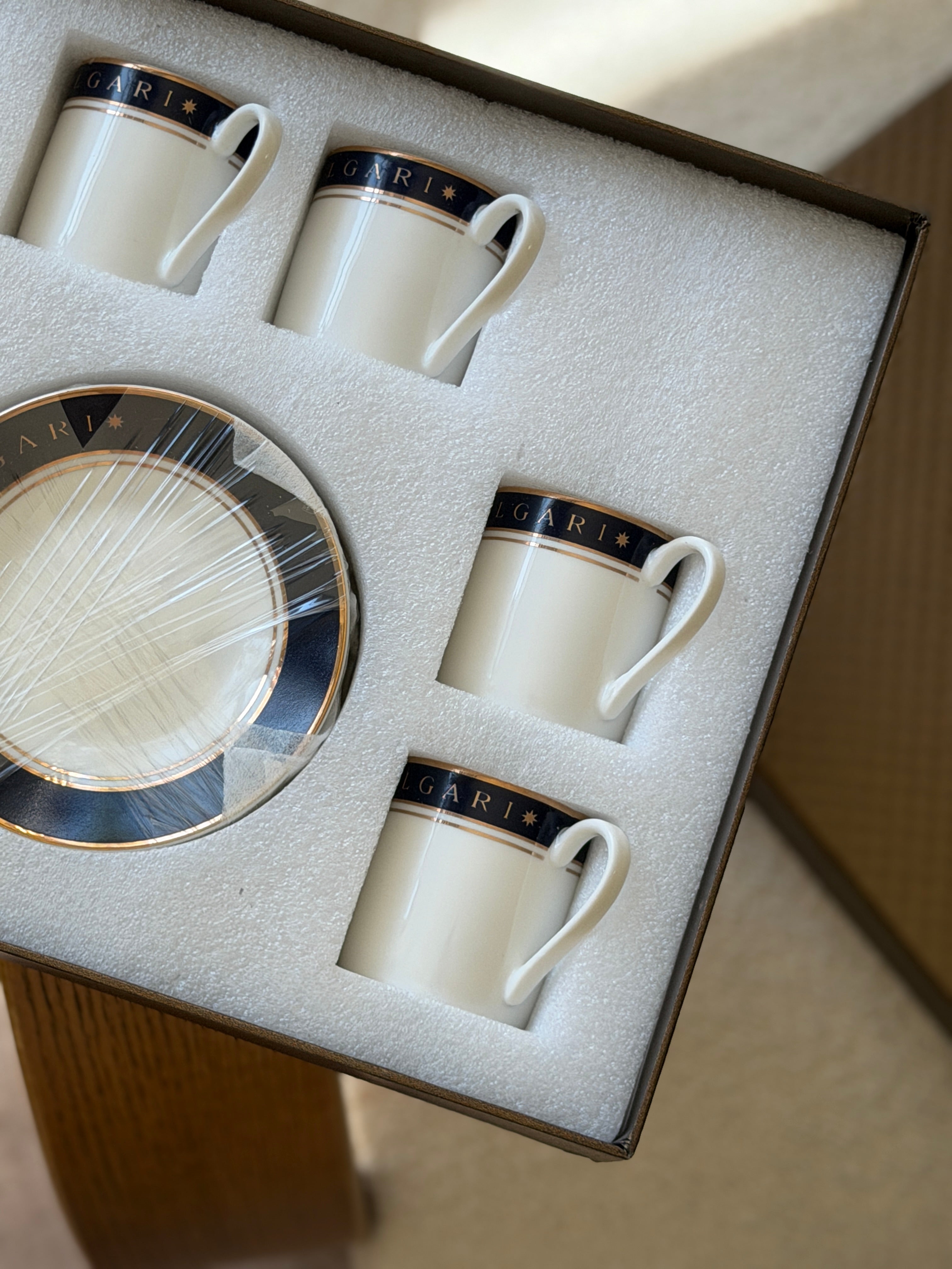 Bvlgari x Rosenthal Quadri Porcelain Espresso Cup Saucer Set for Six | Collectors Gene