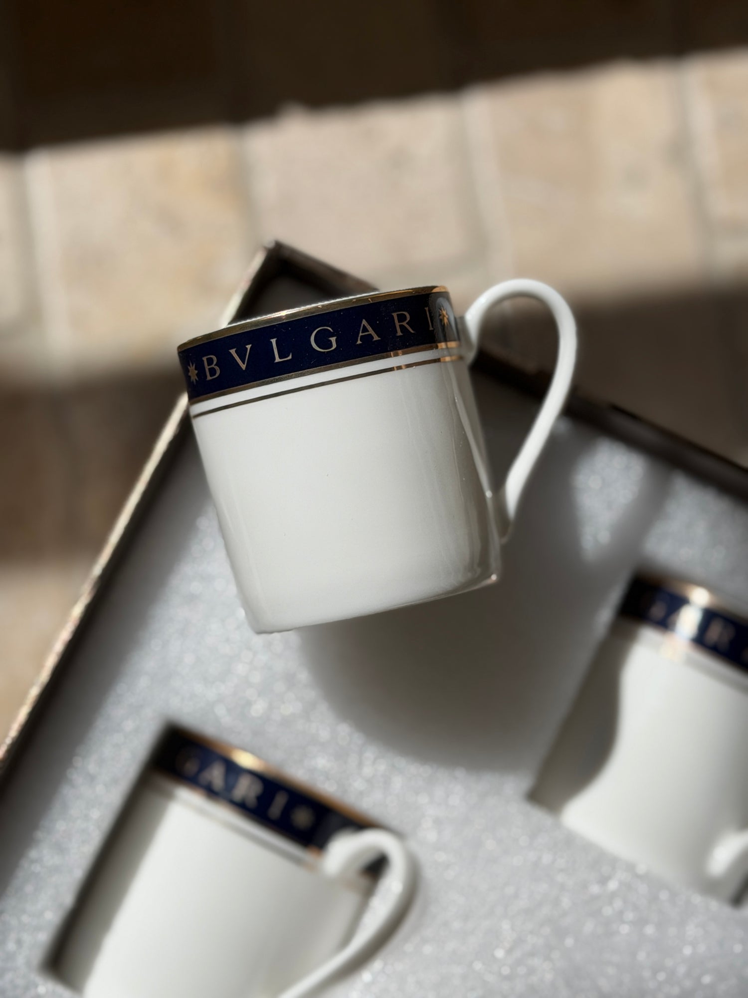 Bvlgari x Rosenthal Quadri Porcelain Espresso Cup Saucer Set for Six | Collectors Gene