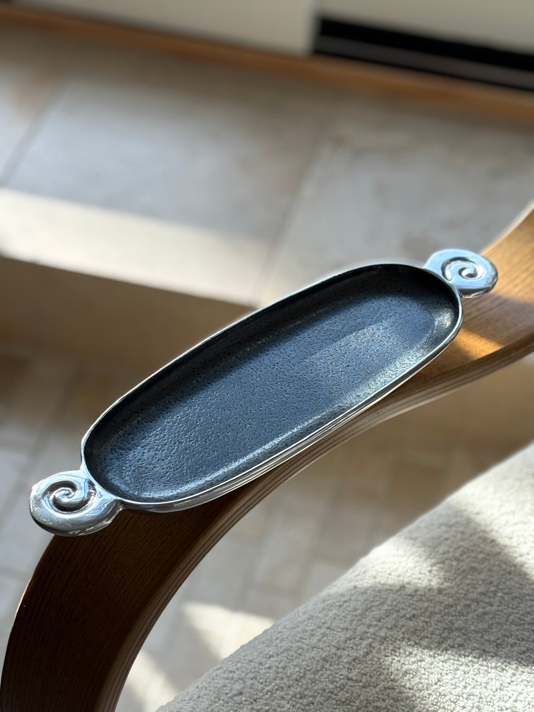 Carrol Boyes Elongated Cast Aluminum "Wave" Bowl with Scroll Handles