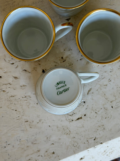 Cartier Limoges Porcelain Demitasse Espresso Cups Set of 4