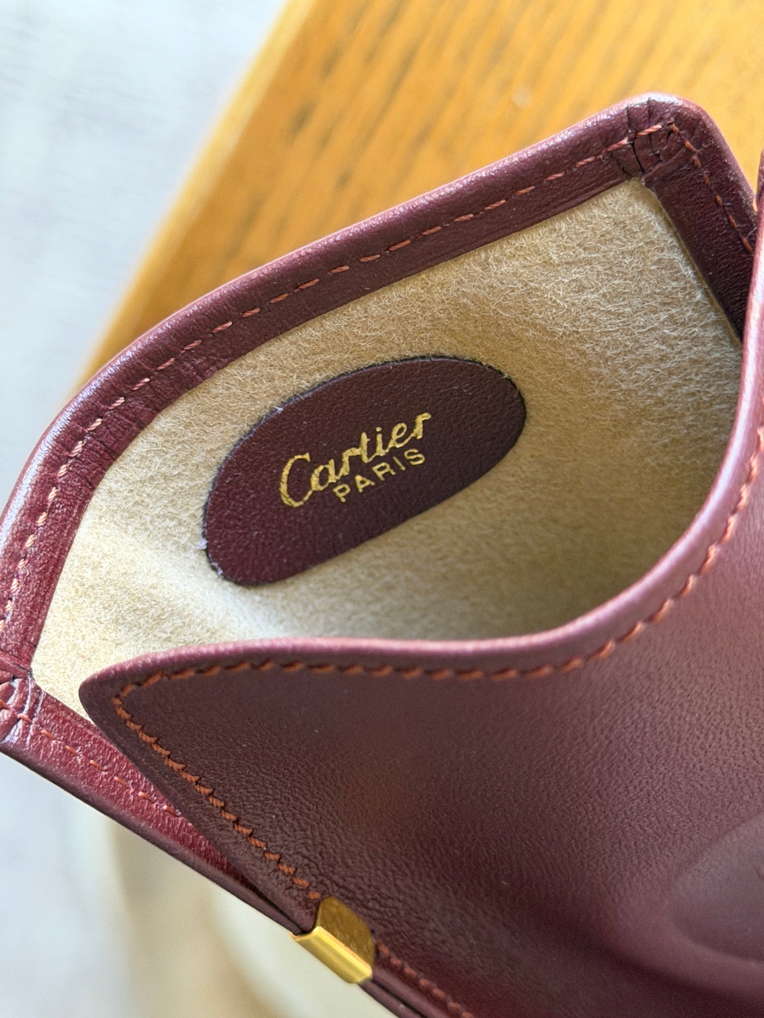 Cartier Must de Cartier Bordeaux Leather Sunglasses Case | Collectors Gene