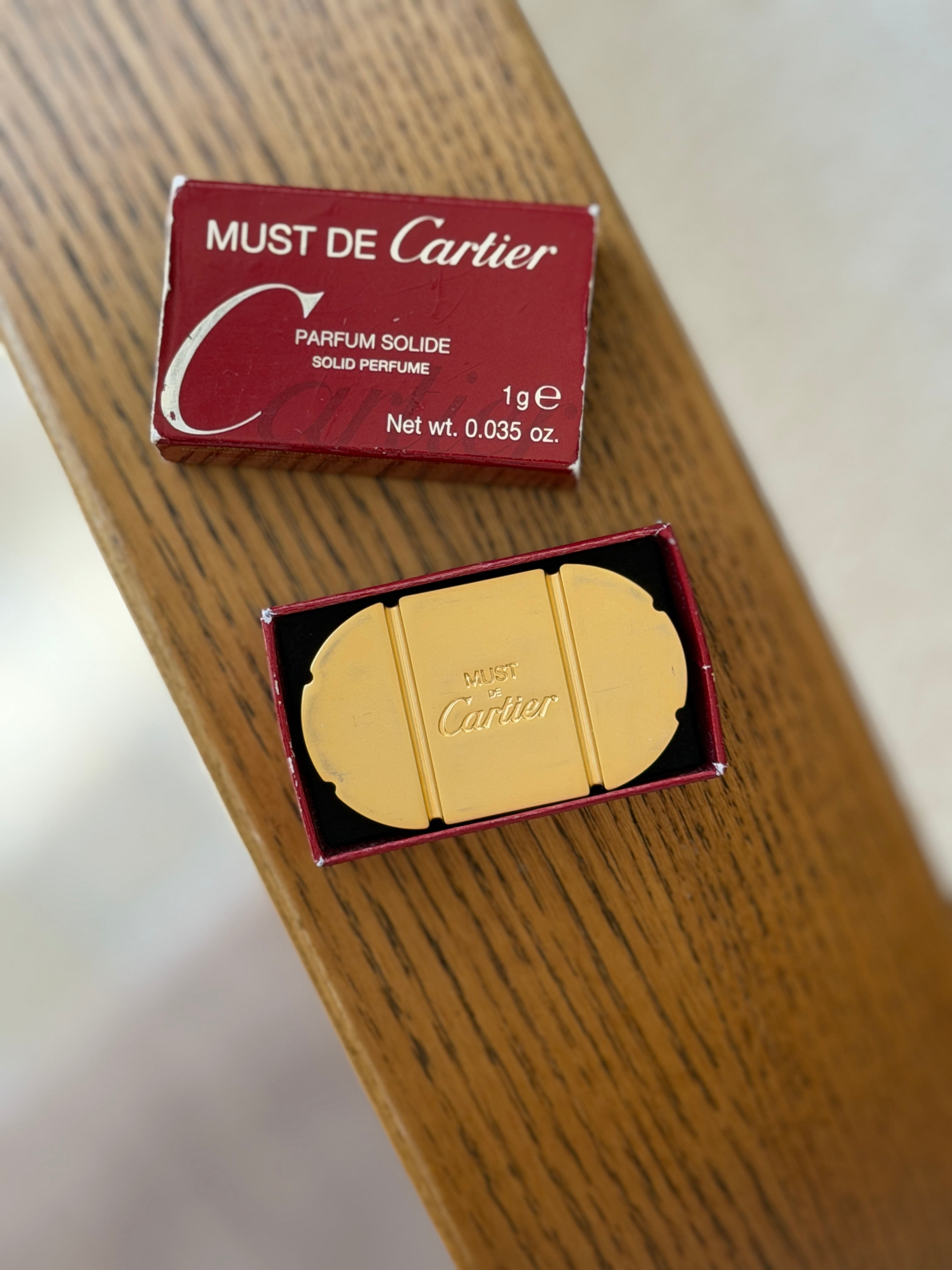Cartier Must de Cartier Solid Perfume in Brass Swivel Case with Original Box