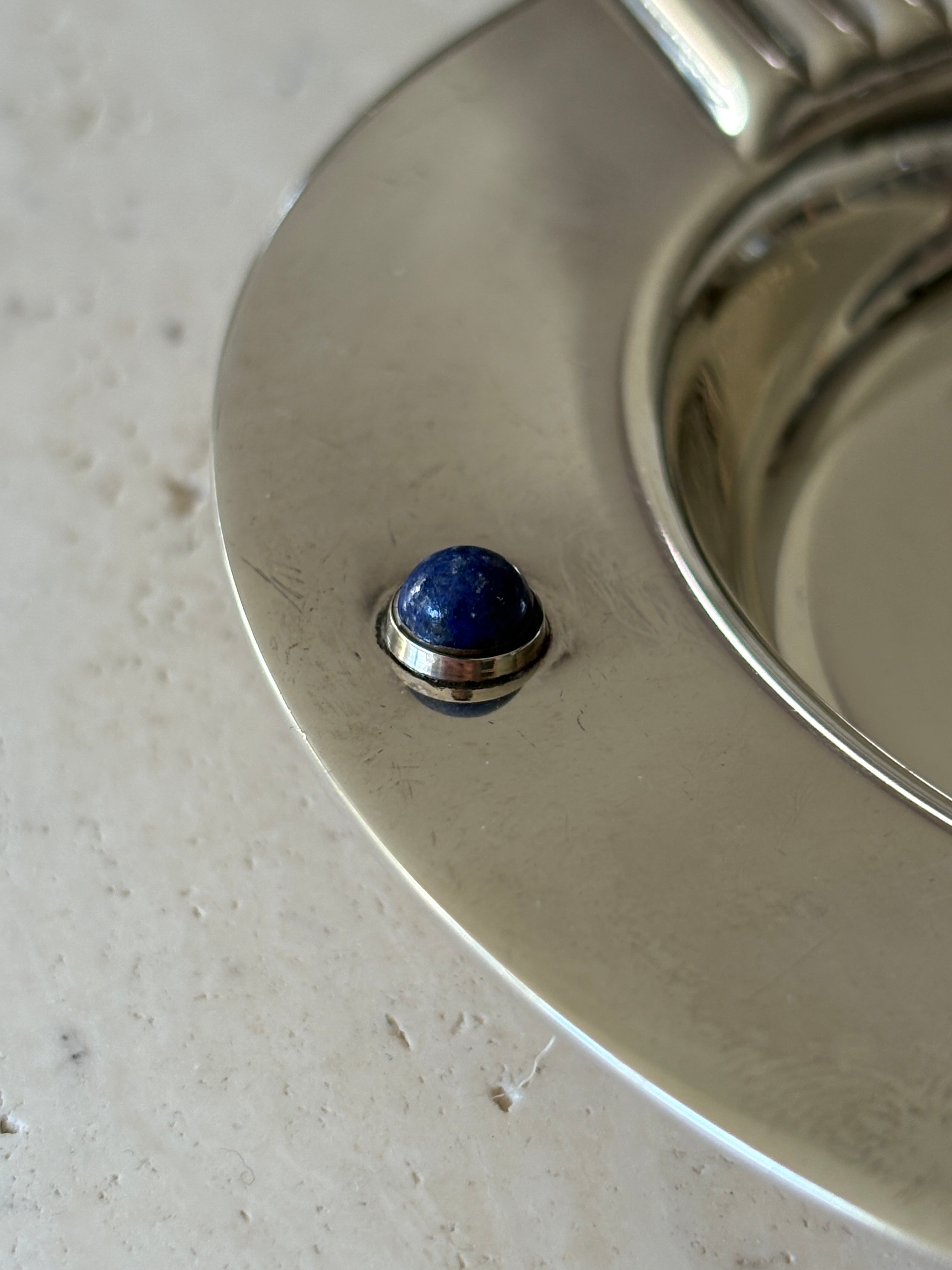 Cartier Silver Plated Catchall with Lapis Lazuli Caboc on Accents | Collectors Gene