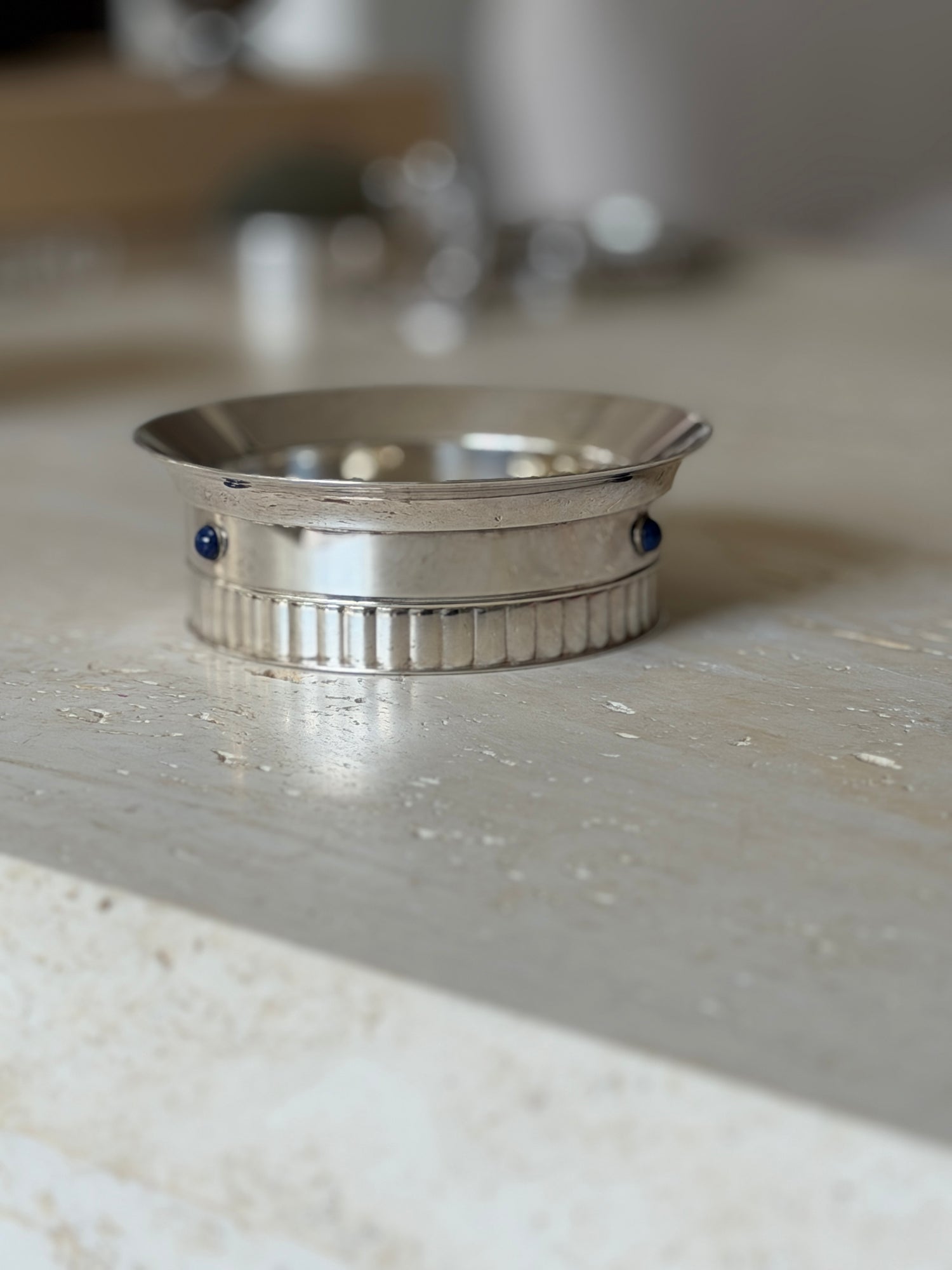 Cartier Silver Plate Lapis Bottle Coaster | Collectors Gene
