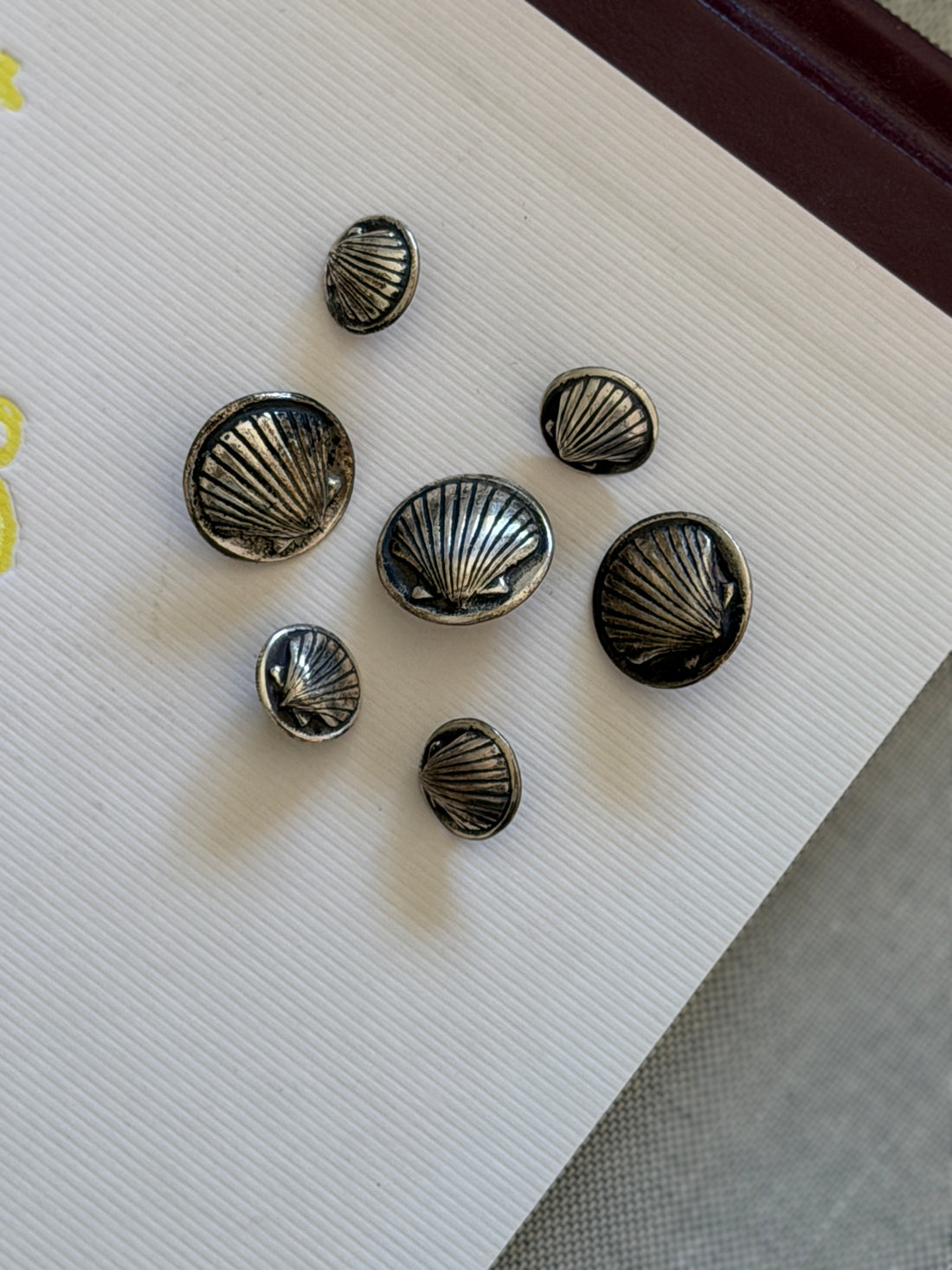 Cartier Sterling Silver Shell Button Set in Original Cartier Box