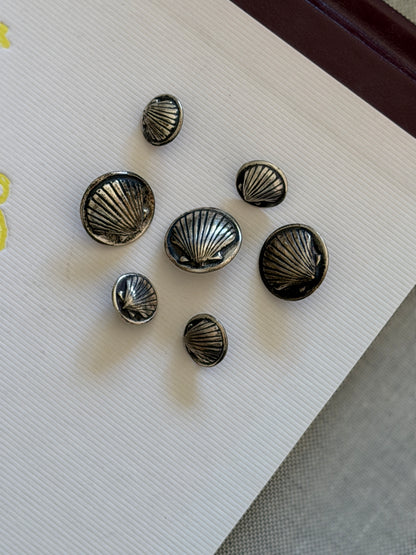 Cartier Sterling Silver Shell Button Set in Original Cartier Box