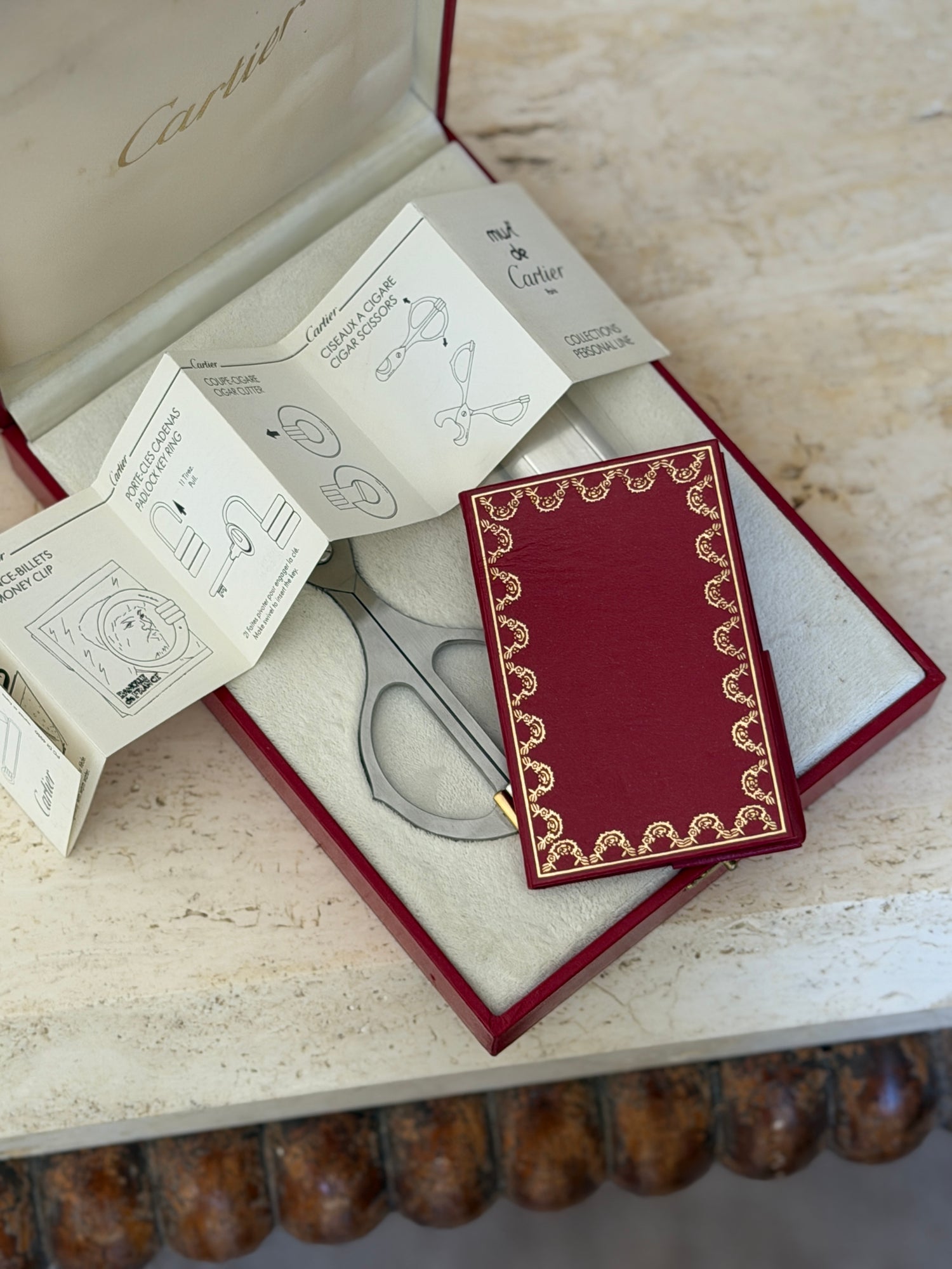 Cartier Trinity Cigar Cutter Santos Lighter Set in Presentation Box | Collectors Gene